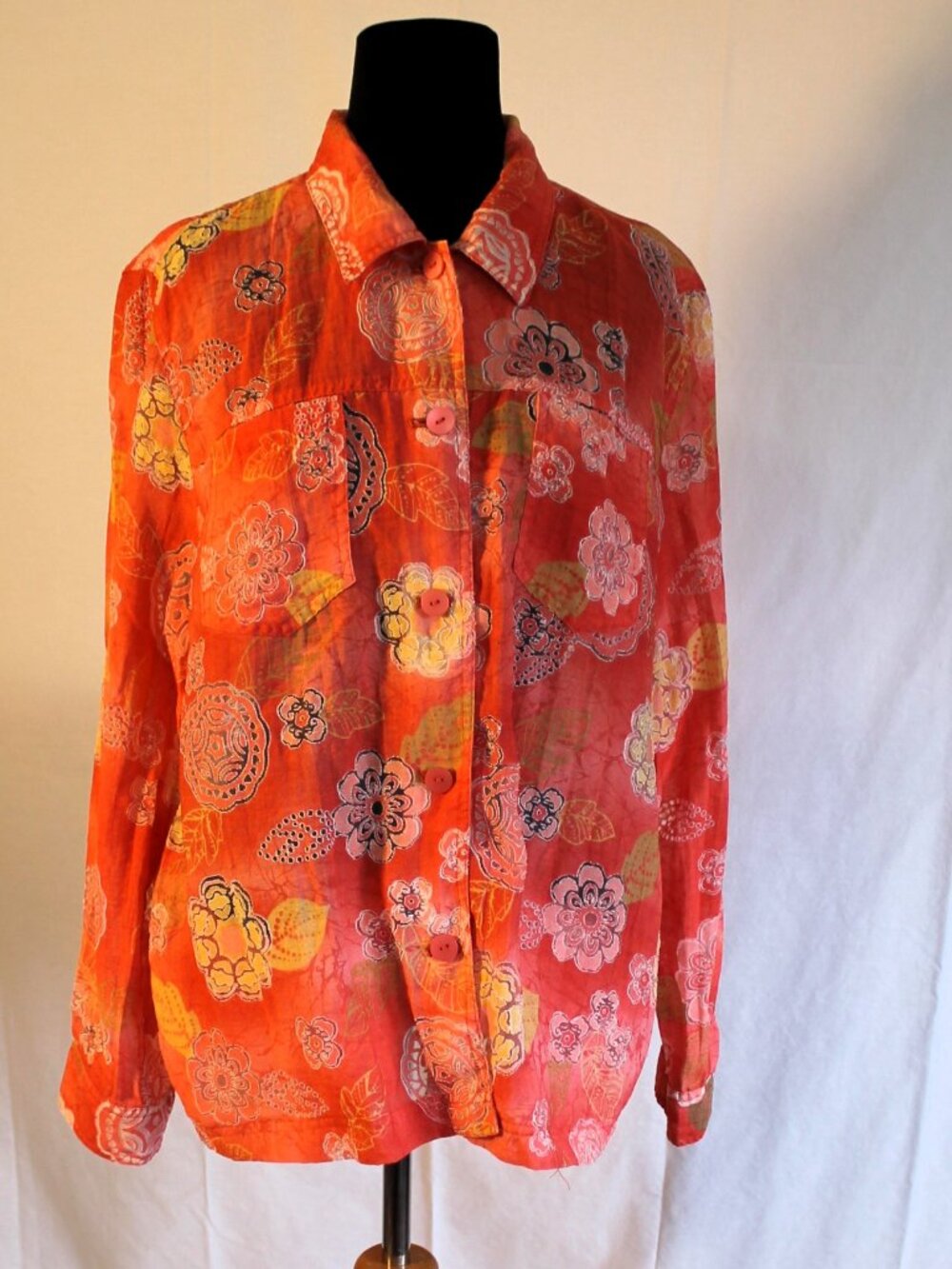 Alfred Dunner Coral Burnout Floral Mandala Blouse, Size 16